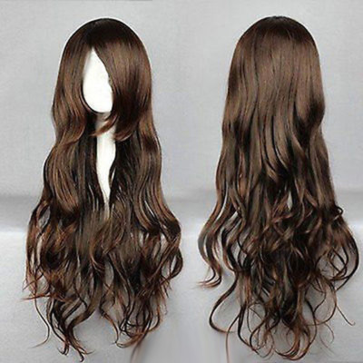 New Fashion Long Dark Brown Straight Wavy Women Lady Cosplay Hair