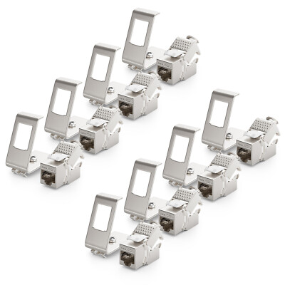 8x CAT 6a Keystone Jack Modul RJ45 STP + 8x Hutschienen Adapter Patchpanel LAN