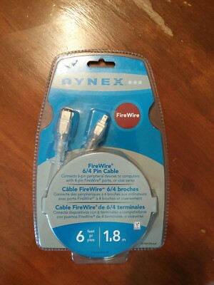 Dynex 6 FT. Firewire 6-4 Pin Cable Ieee 6-4Model: TE-FW-1394 Digital Cable BIN#7
