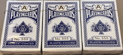 PLAYING CARDS PLATE 3枚セット 3 Sealed New Decks of Plastic Coated Playing Cards No. 555 Blue
