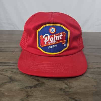 Vintage Rare Point Special Beer Promo Trucker Mesh Patch Hat Cap Red Snapback