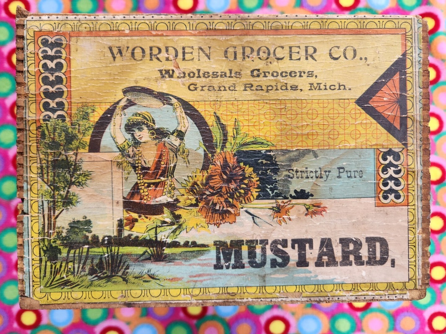 1915 Worden Grocery Co. Grand Rapids, MI. Pure Mustard Dovetailed