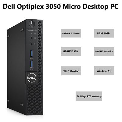 Dell Optiplex 3050 Mini pc Windows 11 HDMI PC core i3 16GB RAM 1TB
