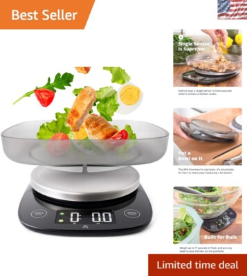 Precision Digital Food Scale With Bowl, 11lb/5kg Capacity for Effortless Meal...