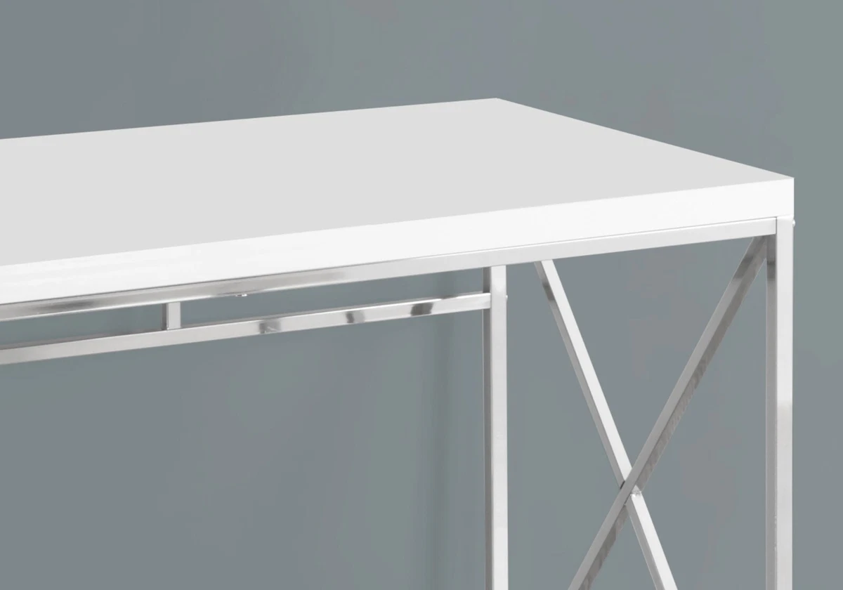 White gloss desk with chrome legs deals