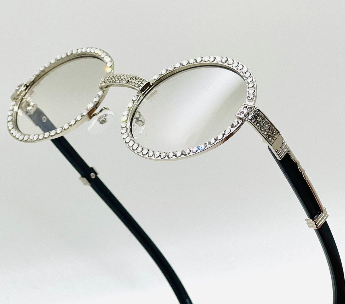 Men's Sunglasses Hip Hop Quavo Migos DIAMOND Oval Gold Frame Clear Lens Trendy E - Foto 2