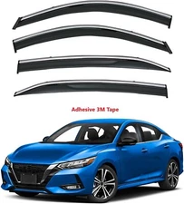 Window Visors Rain Guard Black Trim Smoke Tinted Fit Nissan Sentra B18 2020-2024