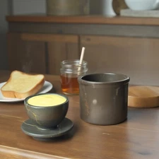 Natural Marble Butter Crock with Lid – Handmade 4″ inches French Butter Keeper