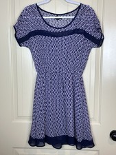 GAP Sheer short sleeve navy blue pink floral dress with slip dress sz S