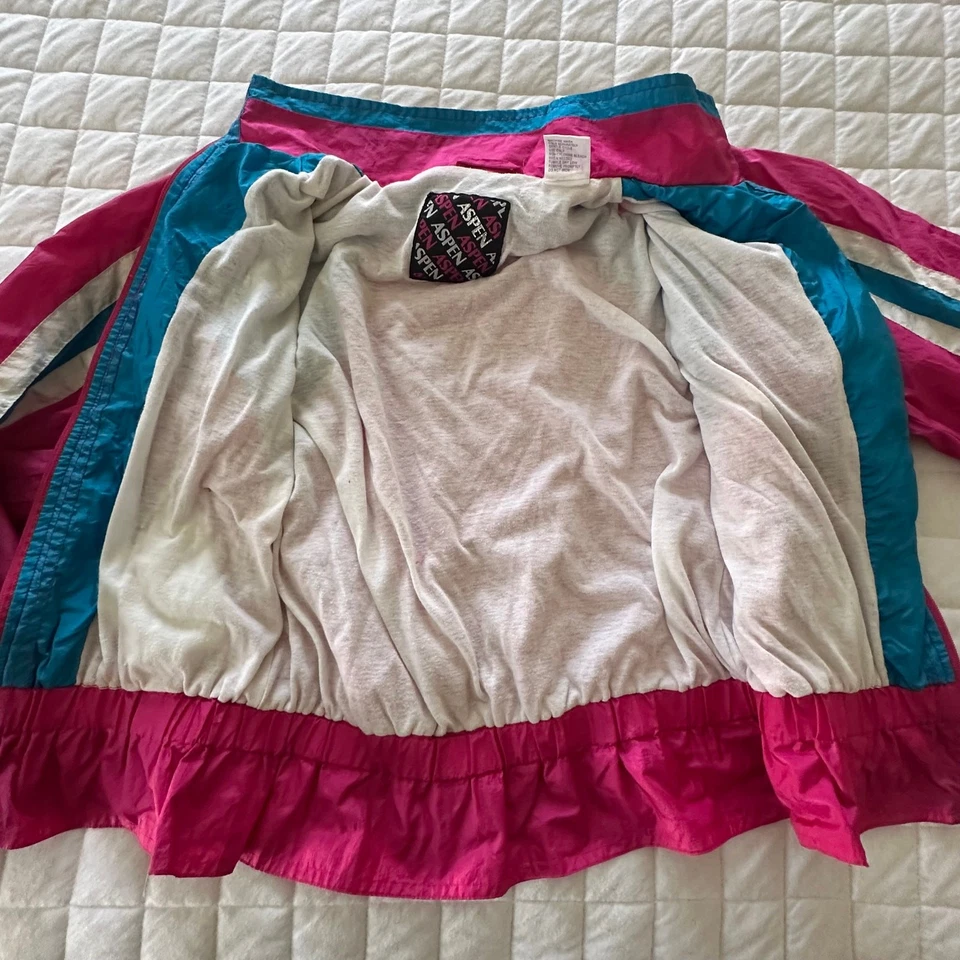 Винтажная женская ветровка ASPEN средний размер розовый нейлон ретро 80-е опрятная спортивная  - Изображение 4 из 4