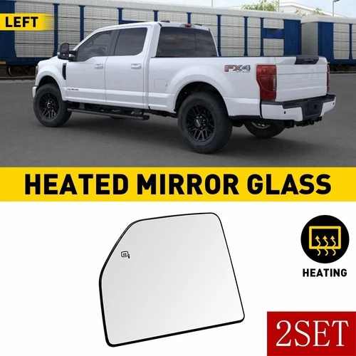 Mirror Glass Replacement for 17-22 Ford F-250 Super Duty Driver Side Upper 2SET