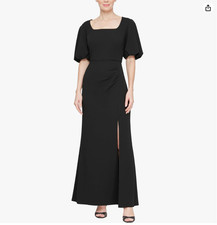 Alex Evenings Square Neck Mother of The Bride Balloon Formal Gown Black, 14