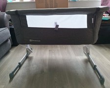 Kinderkraft Uno Bedside Crib Travel Cot Co-Sleeping Bed with Mattress Grey