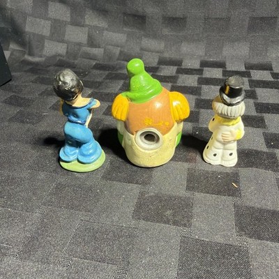Clown Figured Pencil Sharpener And 2 Small Figurines Clown And Boy With Guitar