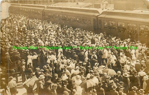 RPPC 1915 Crowd Surrounds Train Boarded 6th Canadian Mountain Rifles to England