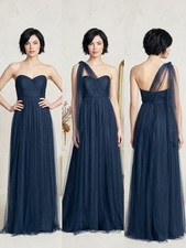 JENNY YOO Annabelle Convertible Tulle Column GOWN Navy Blue Plus Size 20