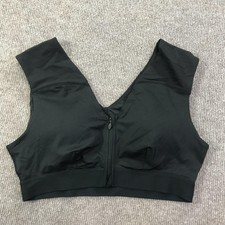 Tommie Copper Sports Bra Womens XL Black Zip Front Support Posture Copper Znergy