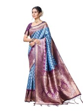 Women's Beautiful Soft Silk Zari Weaving saree With Blouse Piece