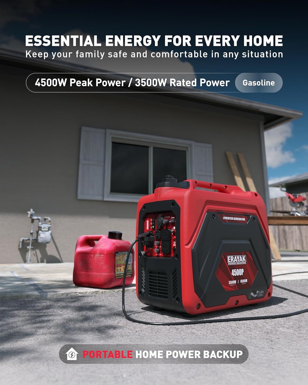 ERAYAK 4500W Portable Inverter Generator Super Quiet Gas Powered EPA ECO Mode