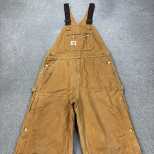Carhartt Dungarees Adult 32x32 Tan Overalls Quilted Duck Bib Double Knee Men