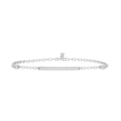 0.15Ct Lab Grown Diamond 14K White Gold Chain Bracelet 7'' Gift for Women