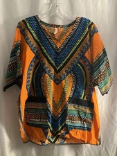 Dashiki Mens Shirt African Top Hippie Vintage Tribal Boho Women Blouse M