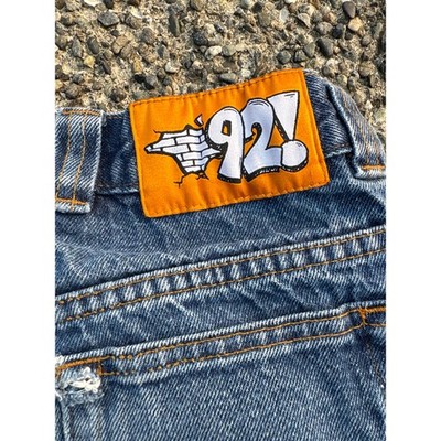 92  Denim Polar Skate co jeans 30x32 thrashed distressed patch embroidered y2k