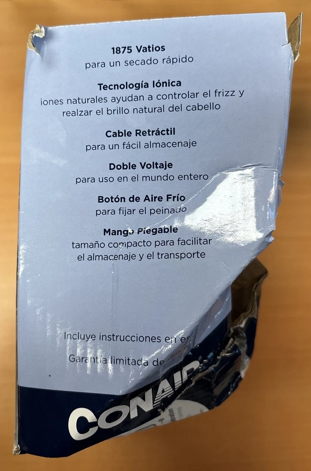 Secador de pelo con cordón retráctil rosa Conair ~ caja nueva/dañada Foto 3 de 4