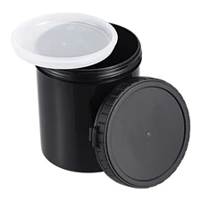2Pcs Empty Plastic Paint Pail 0.26 Gallon/1000mL Seal Storage Container Black