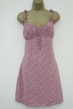 NASTY GAL LILAC PINK FLORAL MINI RUCHED BUST STRAPPY MINI DRESS SIZE 12 BNWT