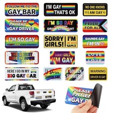 16 Pcs Gay Pride Car Magnets, Funny Rainbow Bumper Magnets