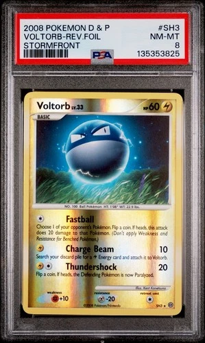 PSA 8 Voltorb SH3 Stormfront Shiny Reverse Holo Pokemon 2008 Low Pop