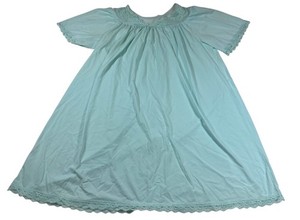 Vintage Shadowline Womens Aqua Blue Nylon Nightgown 3X Short Sleeves (II365)