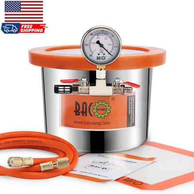 1.5 Gallon Tempered Glass Lid Stainless Steel Vacuum Chamber Perfect for Stabili