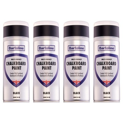 4x Bartoline Tafelfarbe schwarz alle Oberflächen Türen Wände Möbel 400 ml