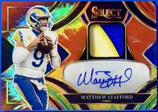 2025 PANINI SELECT MATTHEW STAFFORD TIE-DYE 3-COLOR PATCH AUTO #D /25, MVP RAMS
