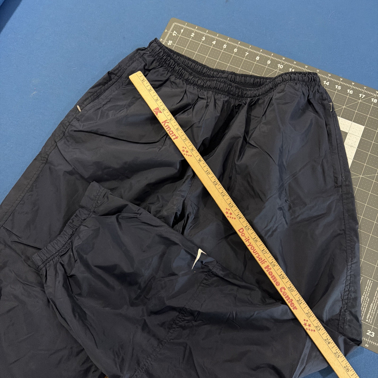 VTG Nike Track Pants Mens XL Navy Blue Nylon Zip Pockets / Ankle Y2K