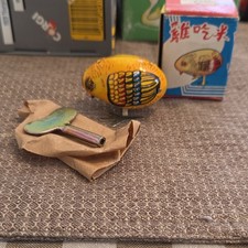 Vintage Wind-Up Tin Chick/Bird Toy w/ Key Box, Age 17 Years Up