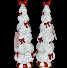 NWT Set of 2 White "Frosting" Christmas Trees  Bella Lux  Whimsical Candyland
