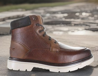 ?Franco Fortini Men Ken Cognac Leather Ankle Lace Up Lug 