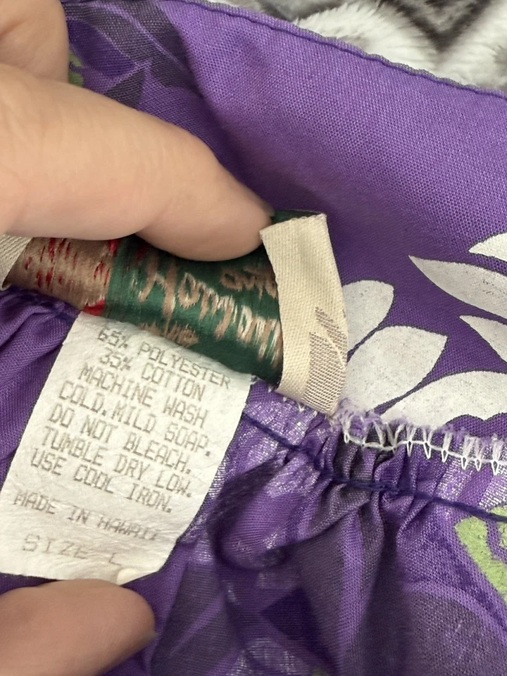 Vestido Hawaiano Original L Grande Muumuu Púrpura Floral Camisa Manga Foto 2 de 4