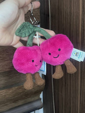 Jellycat Amuseables Cherries Bag Charm Plush Keychain - Cute Gift Accessory NWT