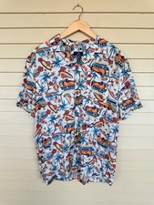 Men  s Hawaiian Shirt Tropical Palm Tree Print Button Up Short Sleeve Size M