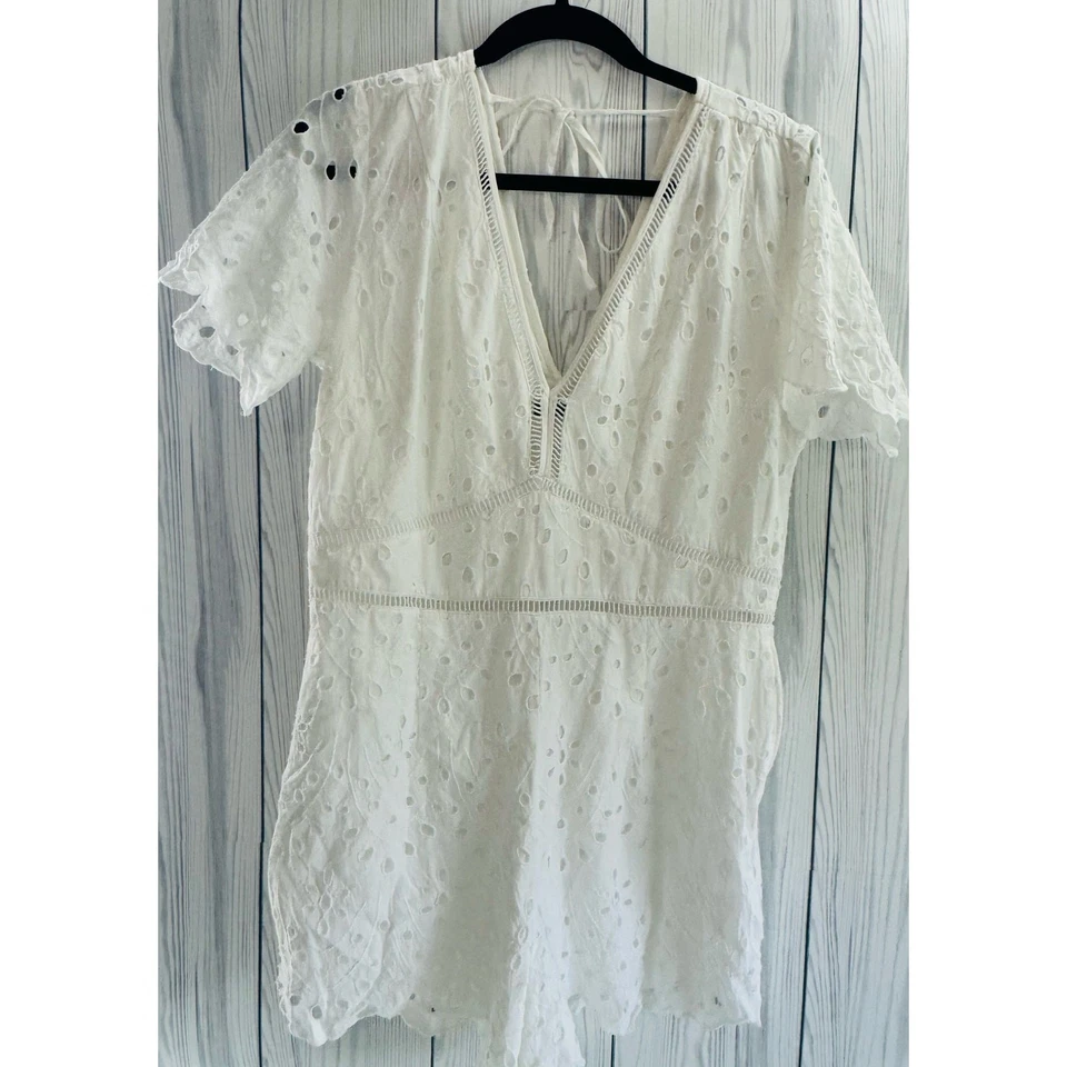 Mameluco blanco con ojales Abercrombie & Fitch para mujer talla grande 100 % algodón Foto 3 de 4