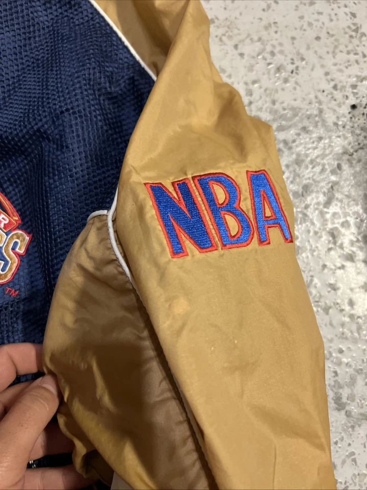 Chaqueta de calentamiento cortavientos Denver Nuggets Pro Player vintage años 90 cremallera Foto 3 de 4