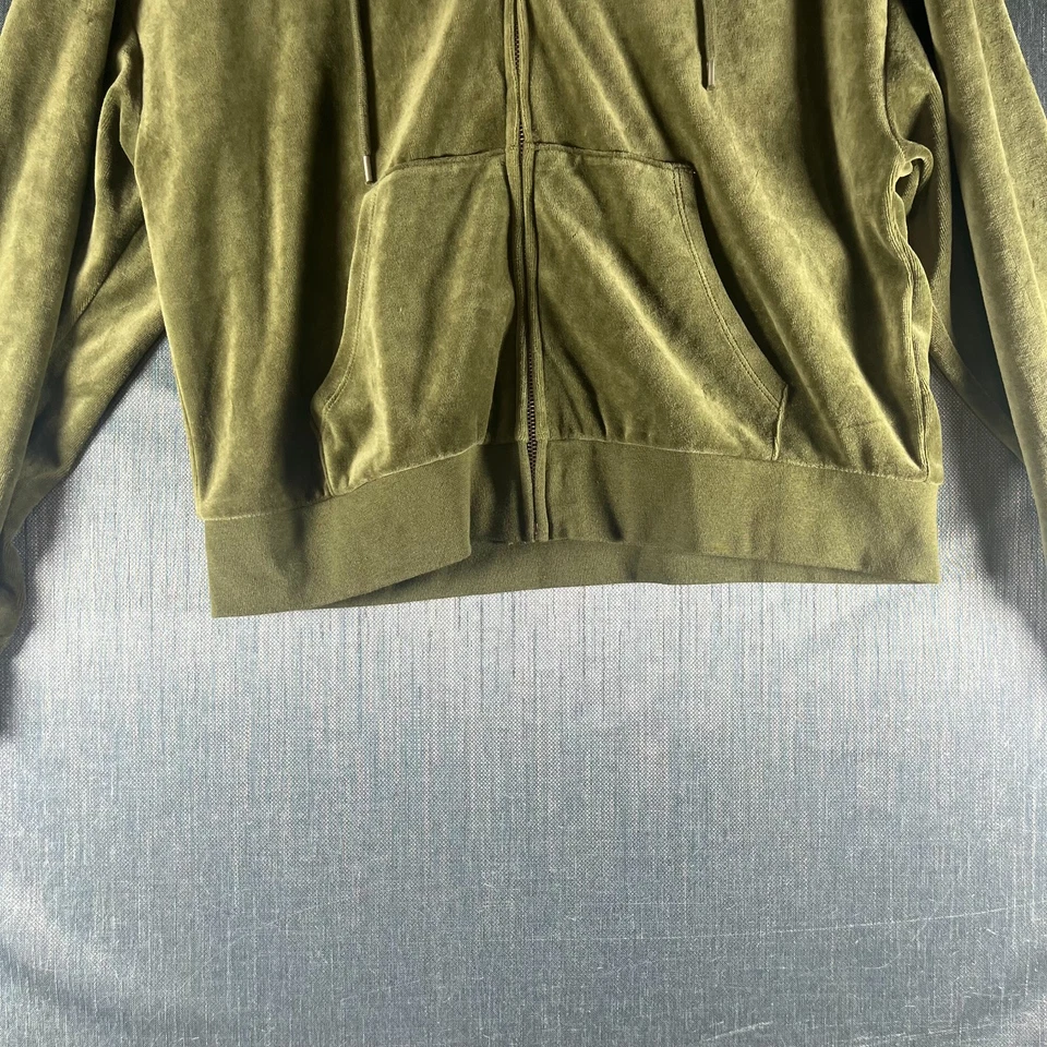 Gap女式连帽运动衫M码绿色拉链丝绒棉混纺 — 第 3/4 张图片