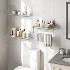 HOOBRO Glass Shelves for Bathroom Floating Glass Shelf 15.7"L x 5.1"W x 3.9"H