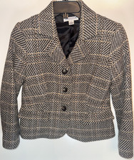 Pendleton Petite 4 Wool Blazer Plaid Cropped Made USA Virgin Wool Lambswool