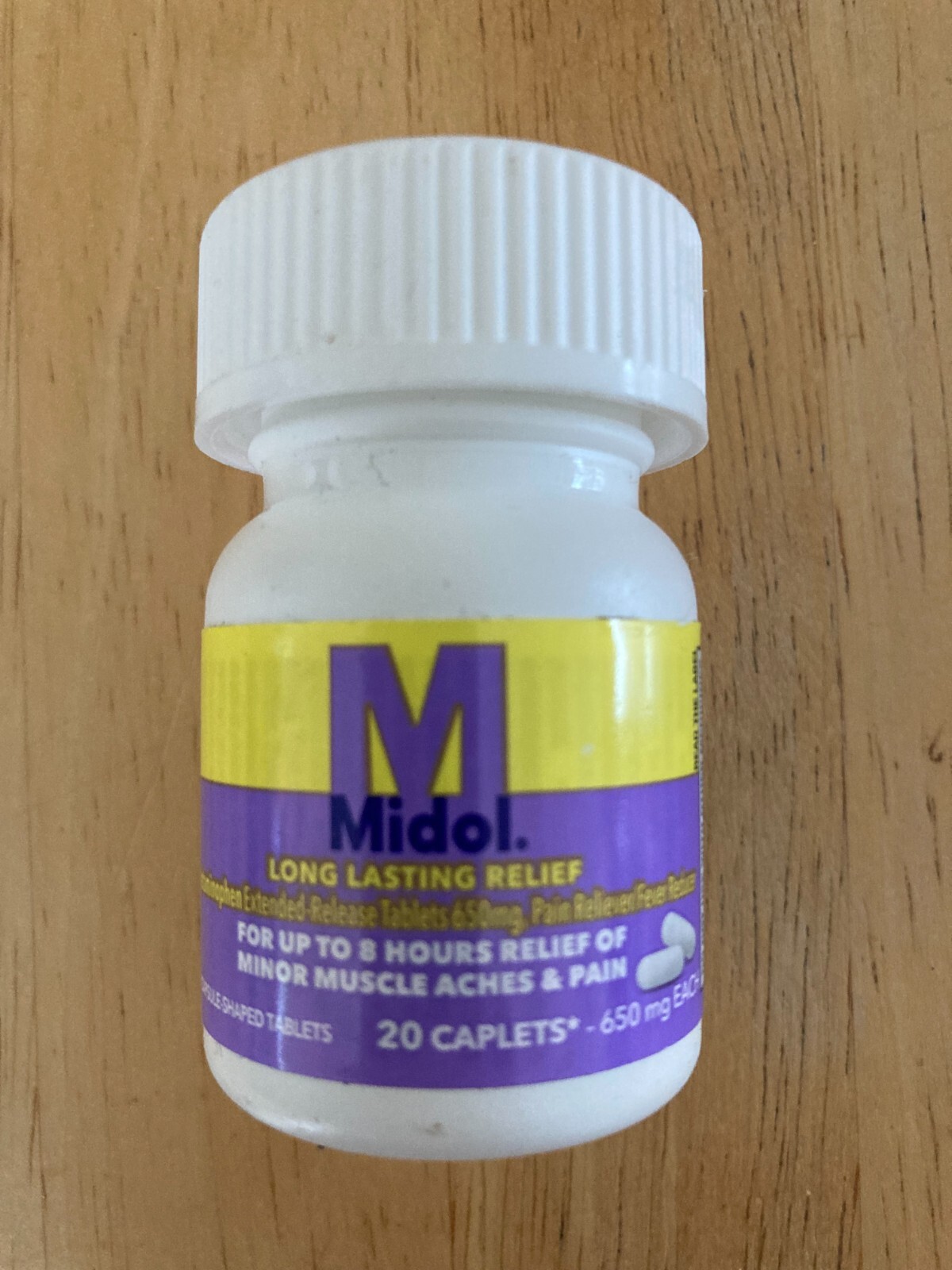 Midol Long Lasting Relief for Minor Aches & Pain 20 Caplets 650 mg