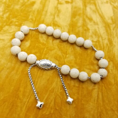 925 David Yurman Sterling Silver Riverstone Spiritual Bead Bracelet Adjustable